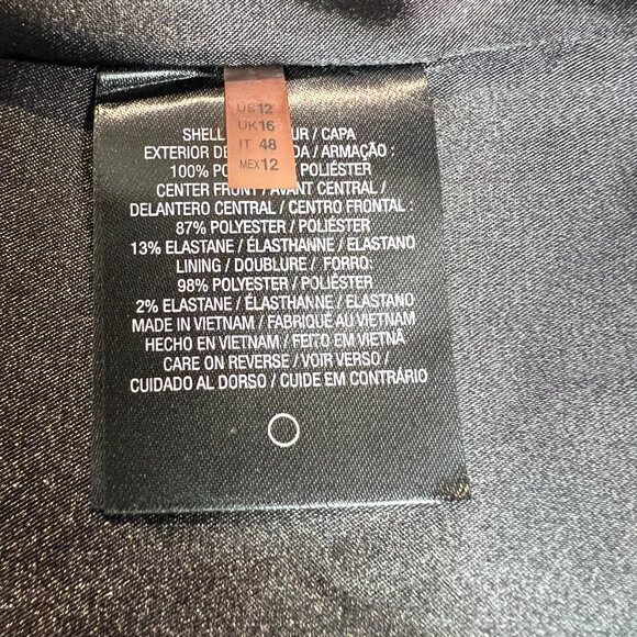 T Tahari Dress 12 Black Blue Abstract Pattern Mesh V-Neck A-Line Fit N Flare - Picture 11 of 14